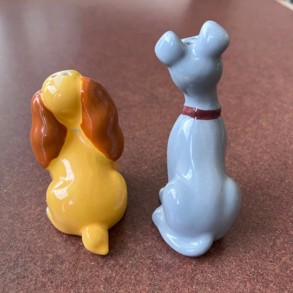 Disney Lady and the Tramp Salt and Pepper Shakers Ceramic Dog Figurine Set